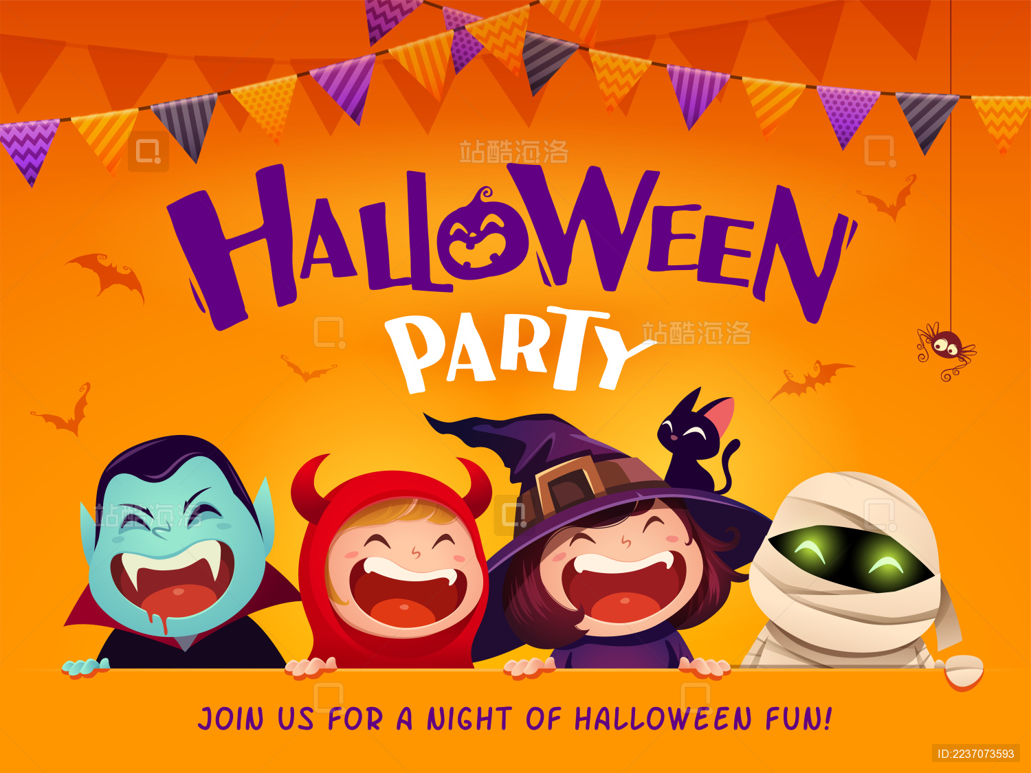 万圣节庆祝派对。 万圣节儿童服装派对。