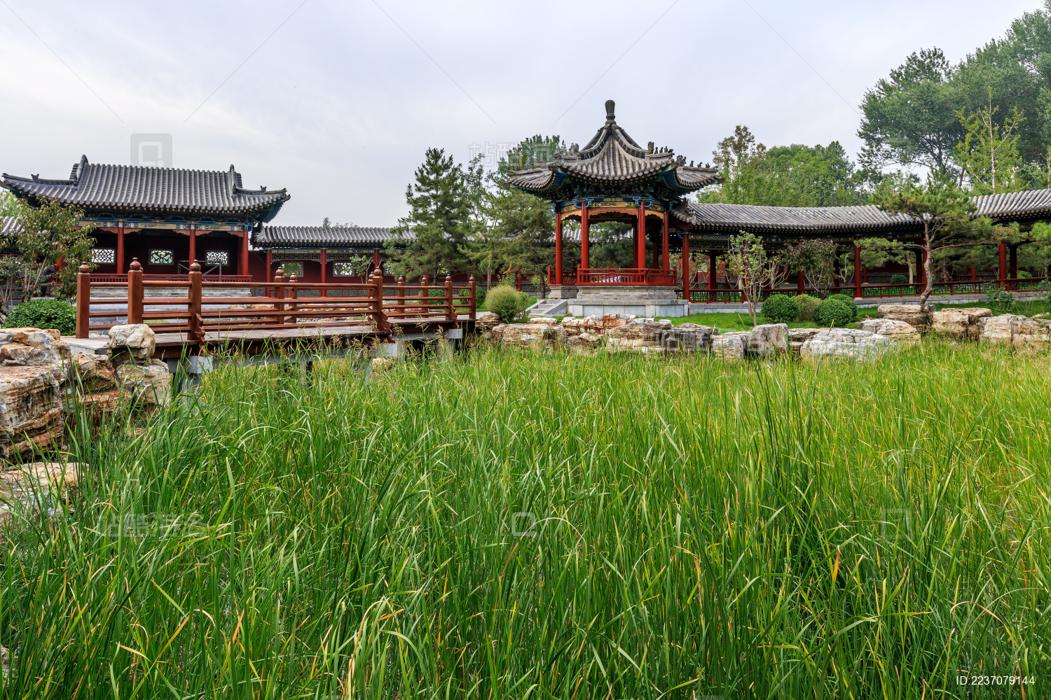 中国山西省太原市晋祠公园园林景观