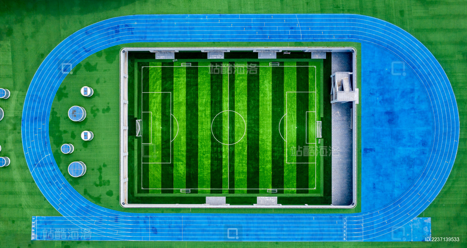 航拍下沉式体育场俯视效果图