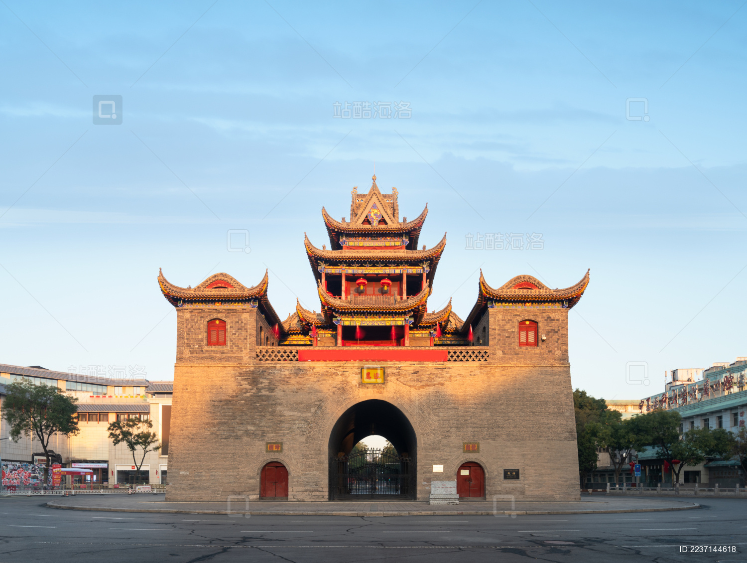 中国宁夏回族自治区银川市鼓楼古建筑风光