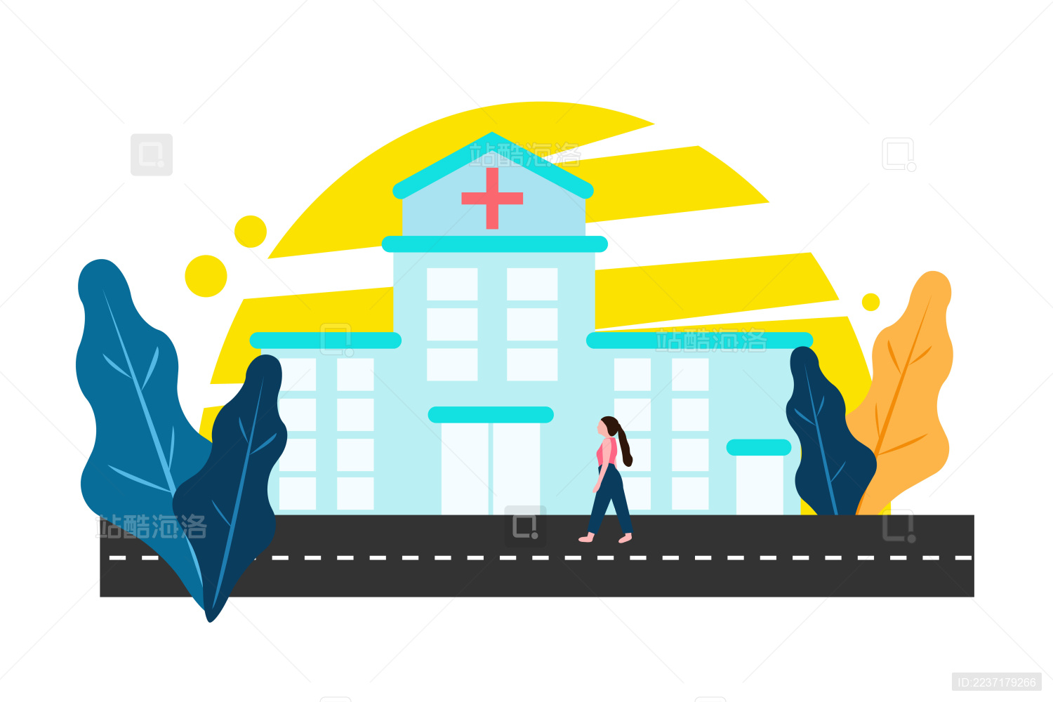   扁平风格医疗主题矢量插画