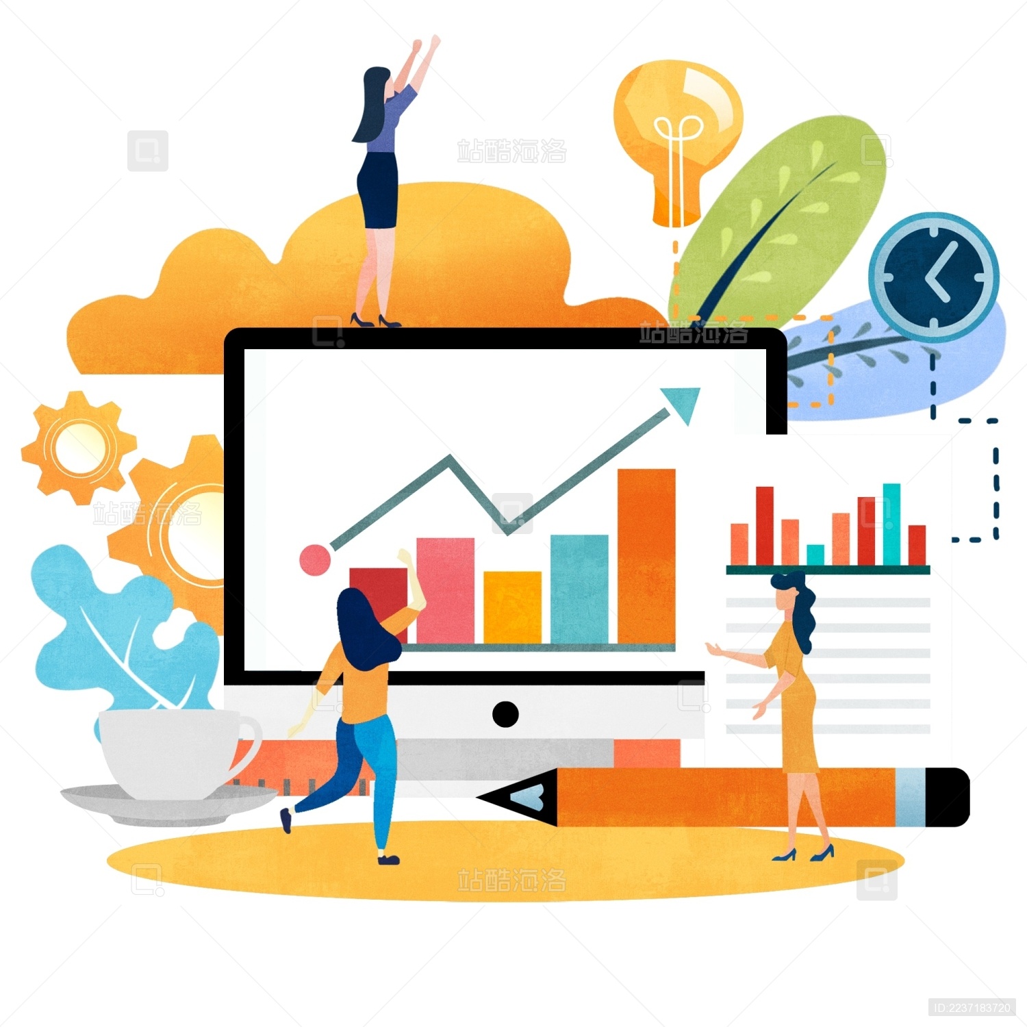 商务合作网页UI插画素材扁平元素插图