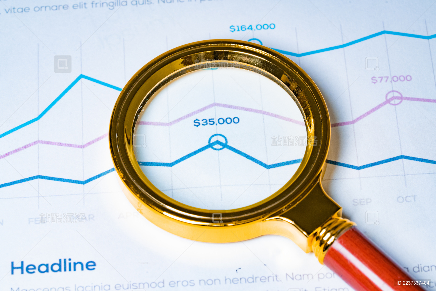 金融图表放大镜分析解析股票股市投理财走势趋势