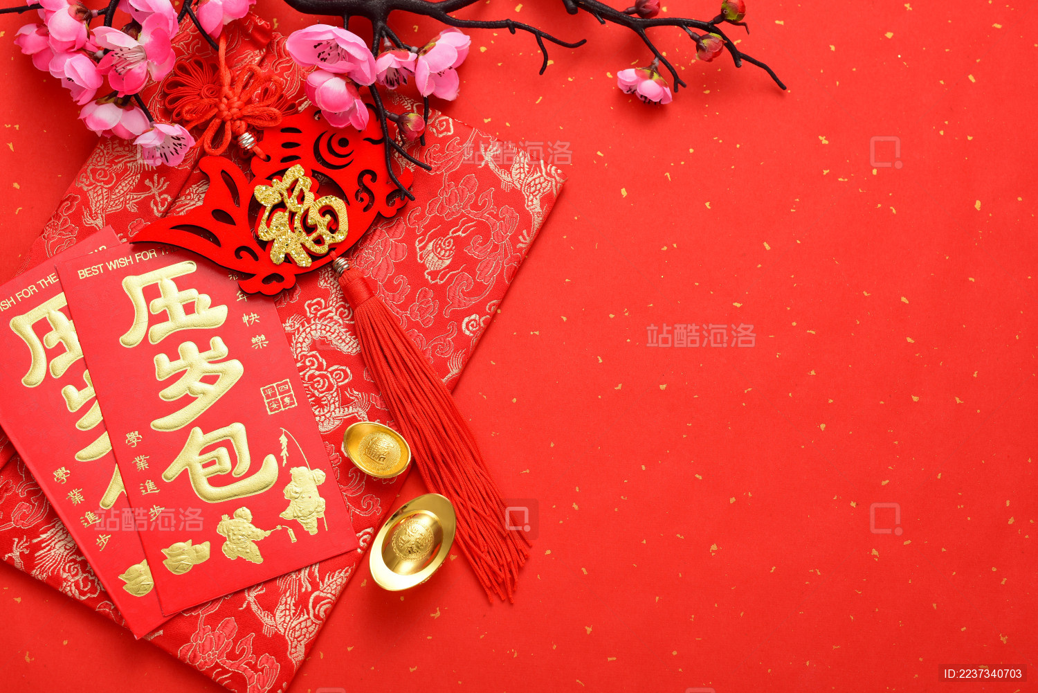 中国年春节新年红包留白背景