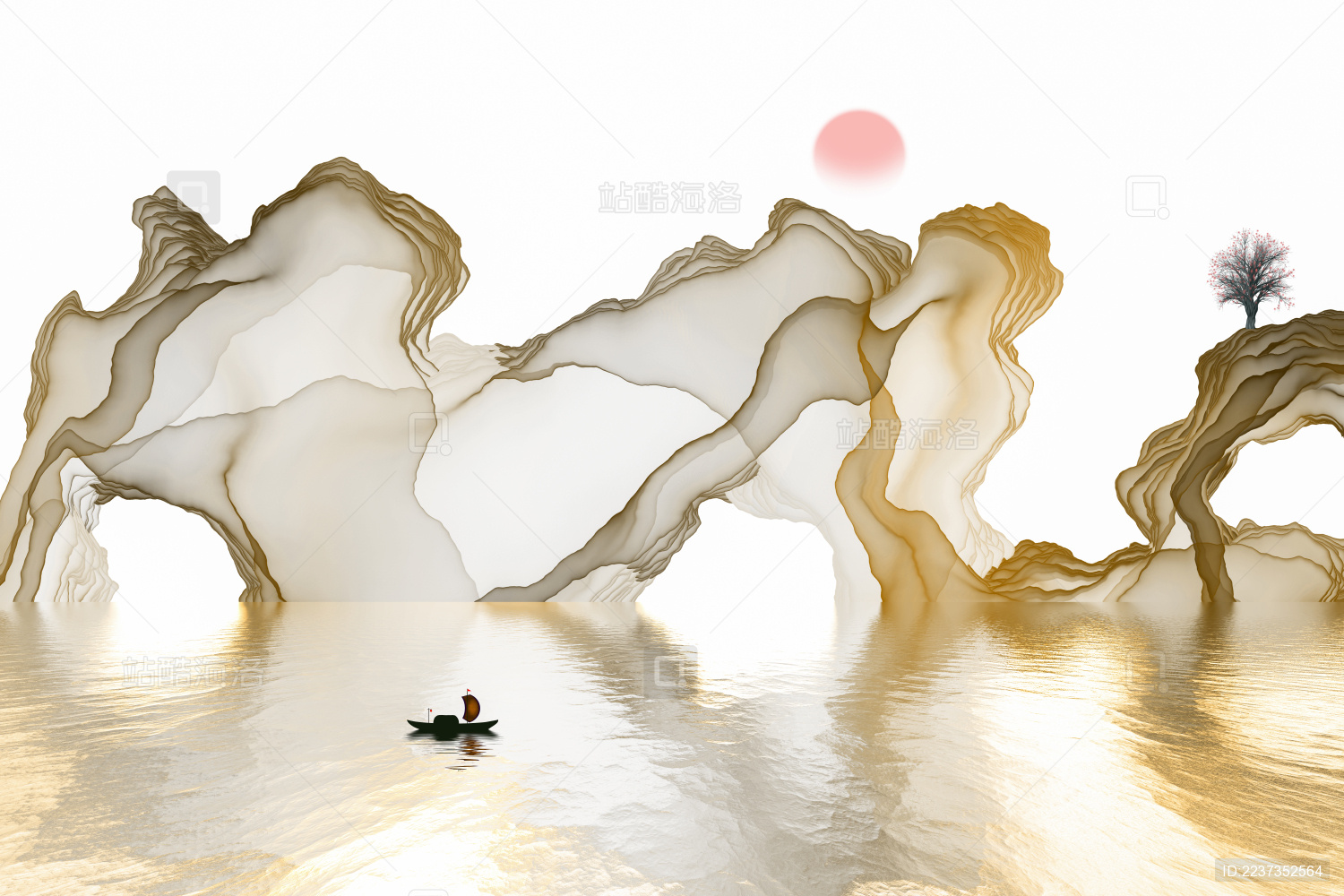 新中式水墨画艺术线条装饰画