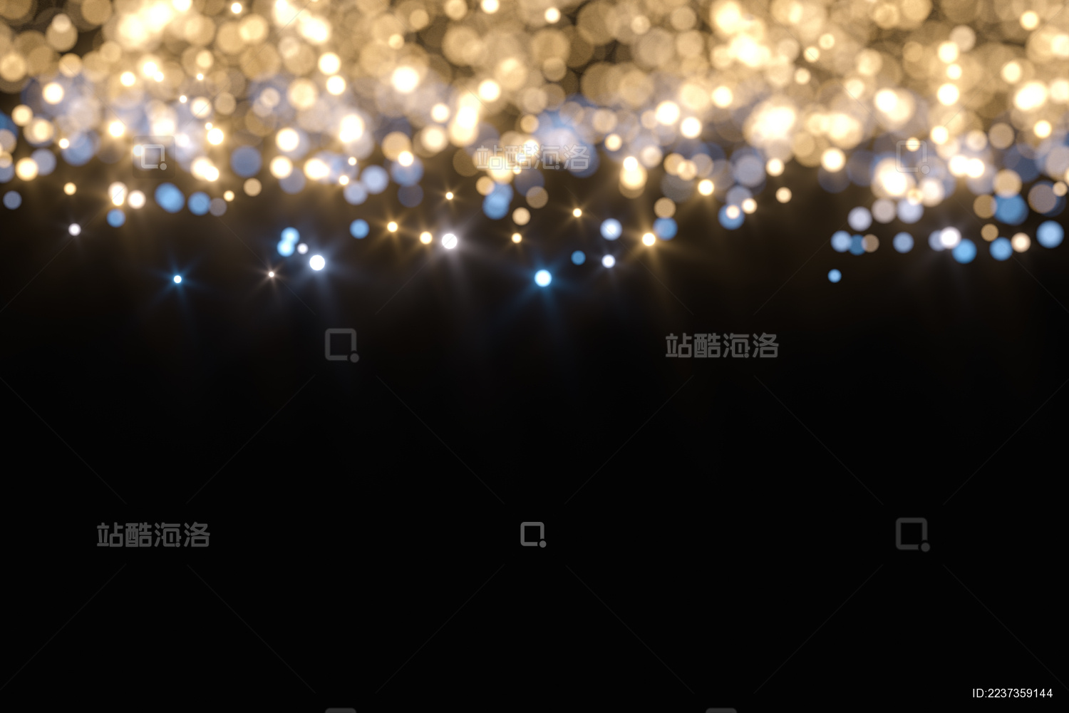 宝石与金色闪耀发光的光点背景 三维渲染