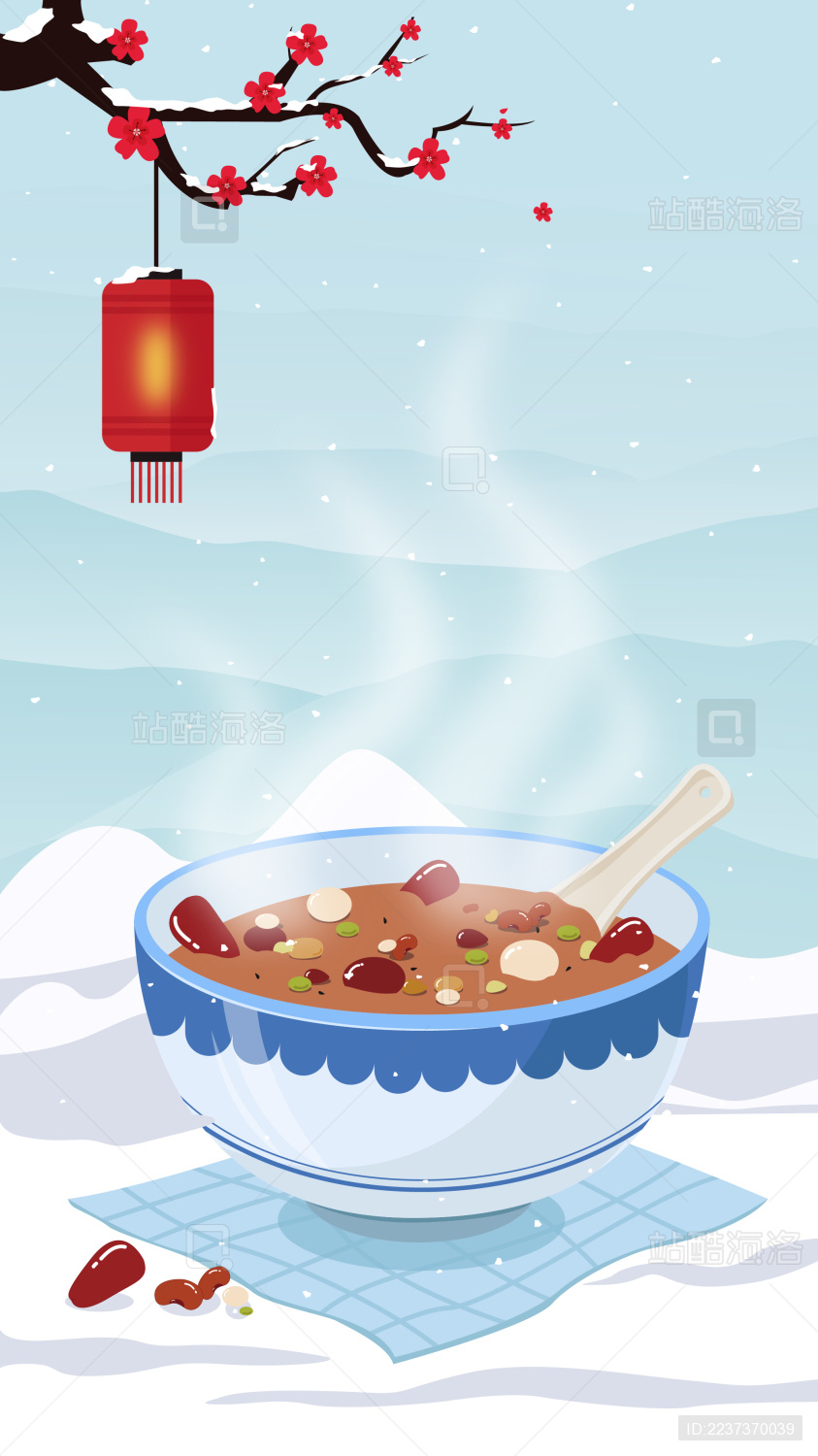 腊八矢量插画手机屏h5背景素材设计