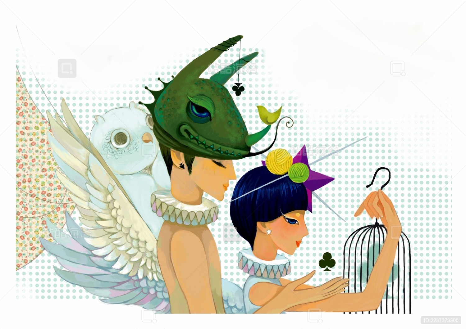 一对奇特装扮的小情侣