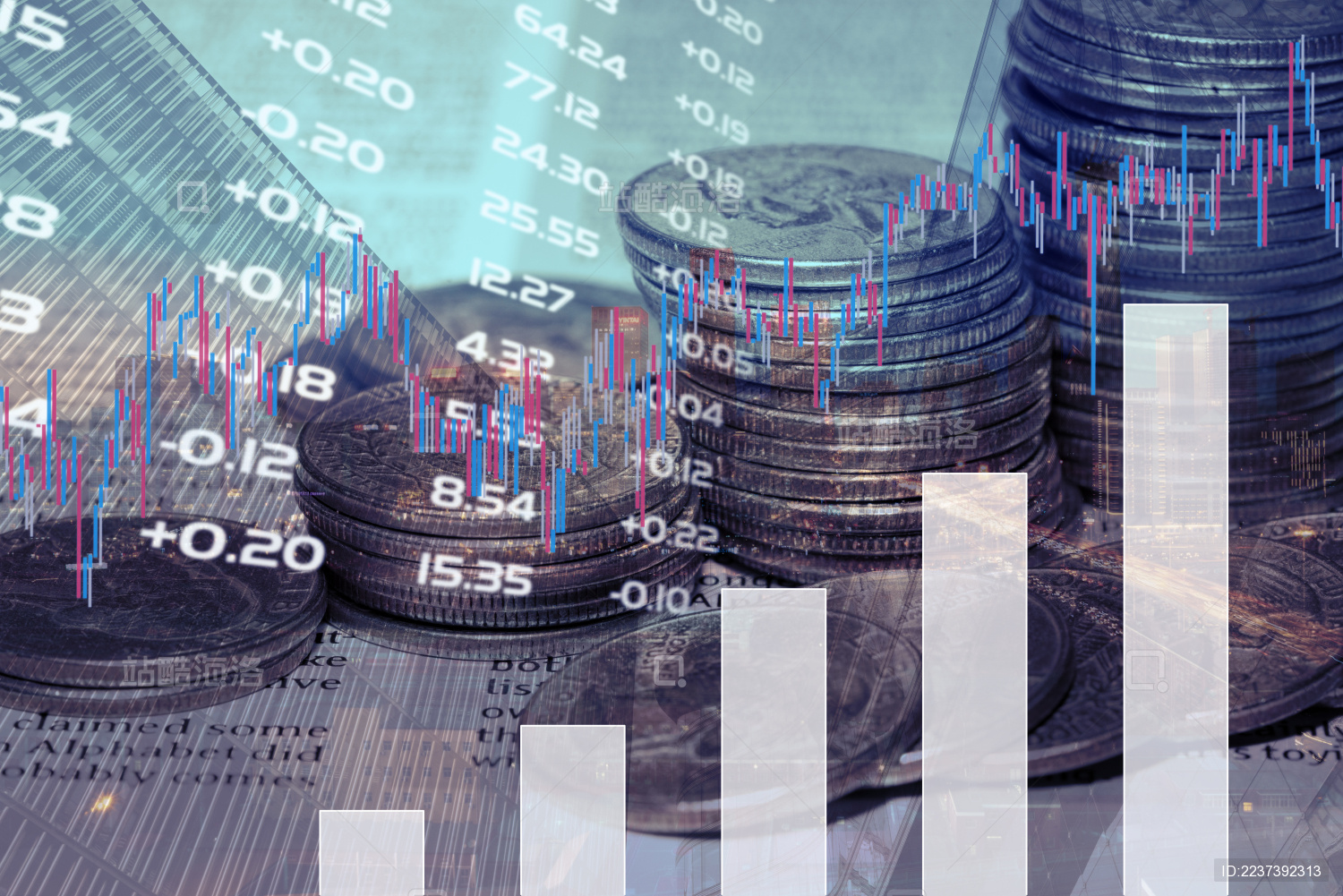 硬币堆砌堆叠投资理财金融图表报告大数据走势趋势