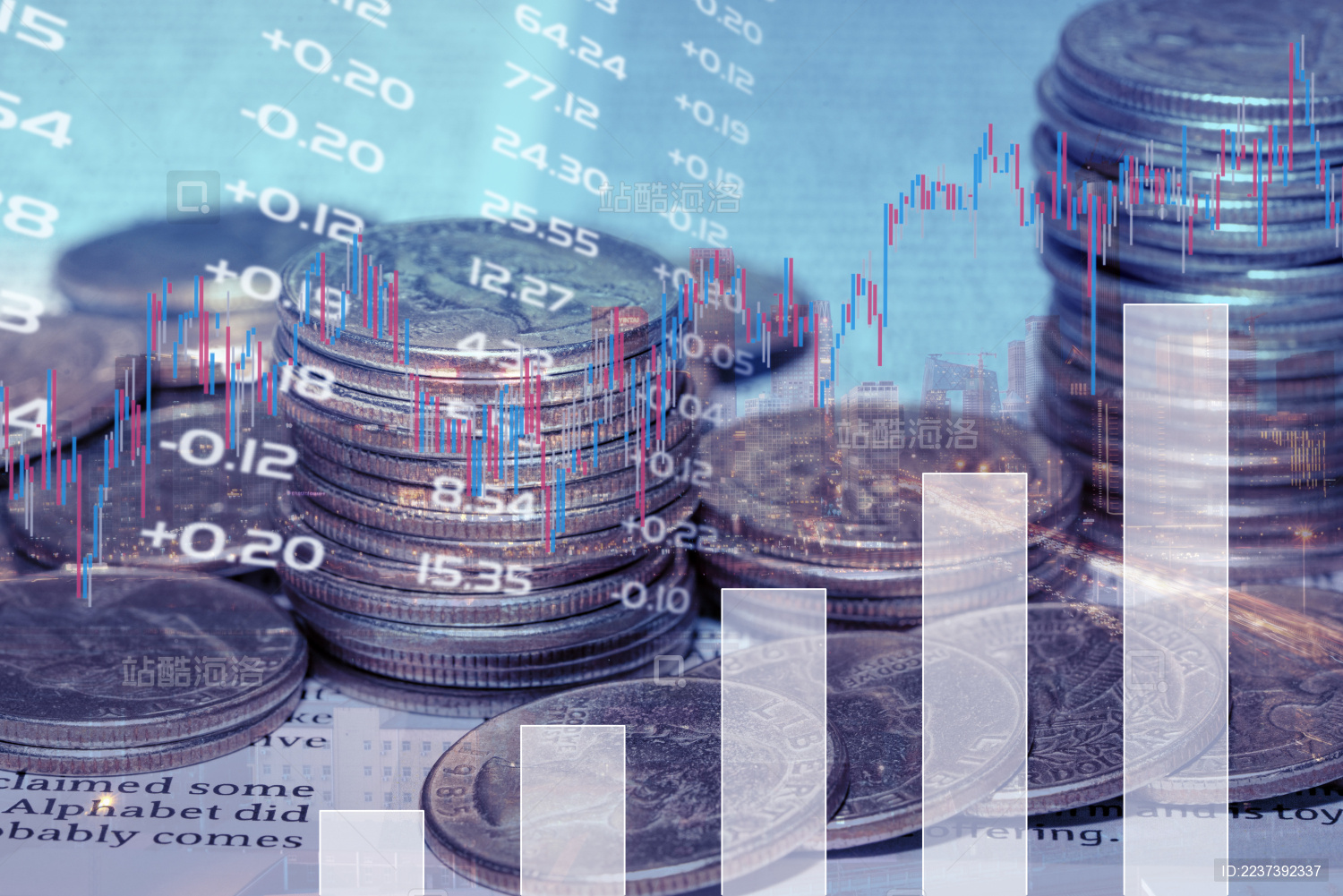 硬币堆砌堆叠投资理财金融图表报告大数据走势趋势