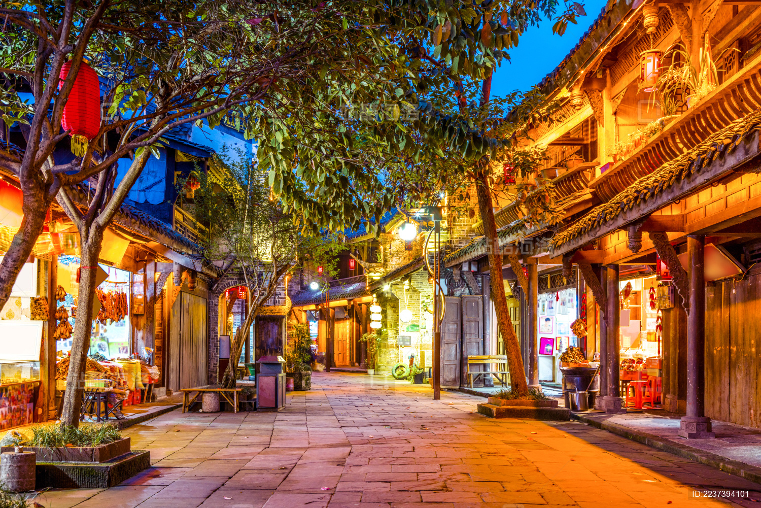 成都宽窄巷子夜景