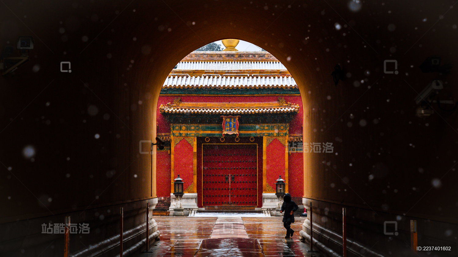 中国北京故宫北门冬季雪景