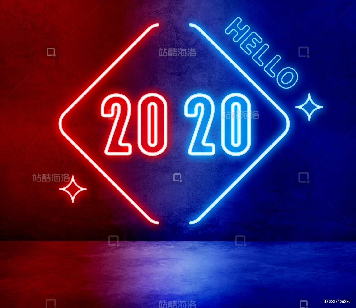 霓虹灯新年海报字体背景