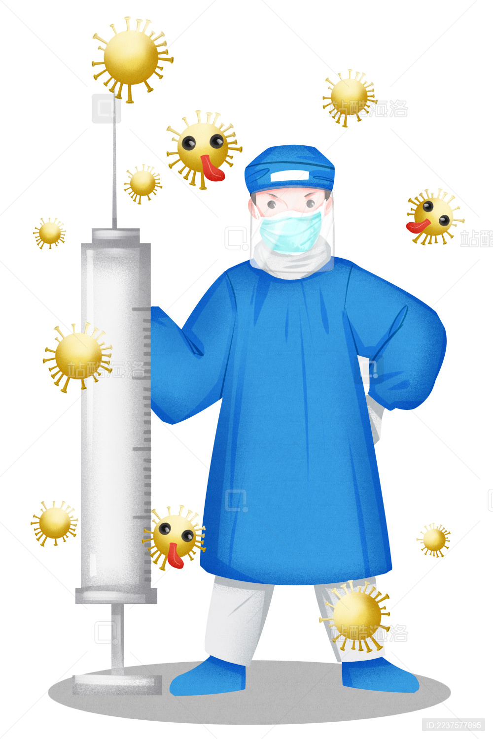 医生抗击病毒插画