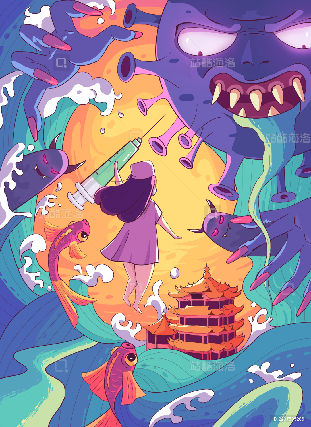 医生女孩大战冠状病毒