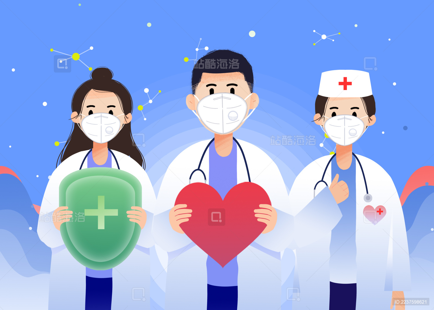 健康医生医疗卡通插画