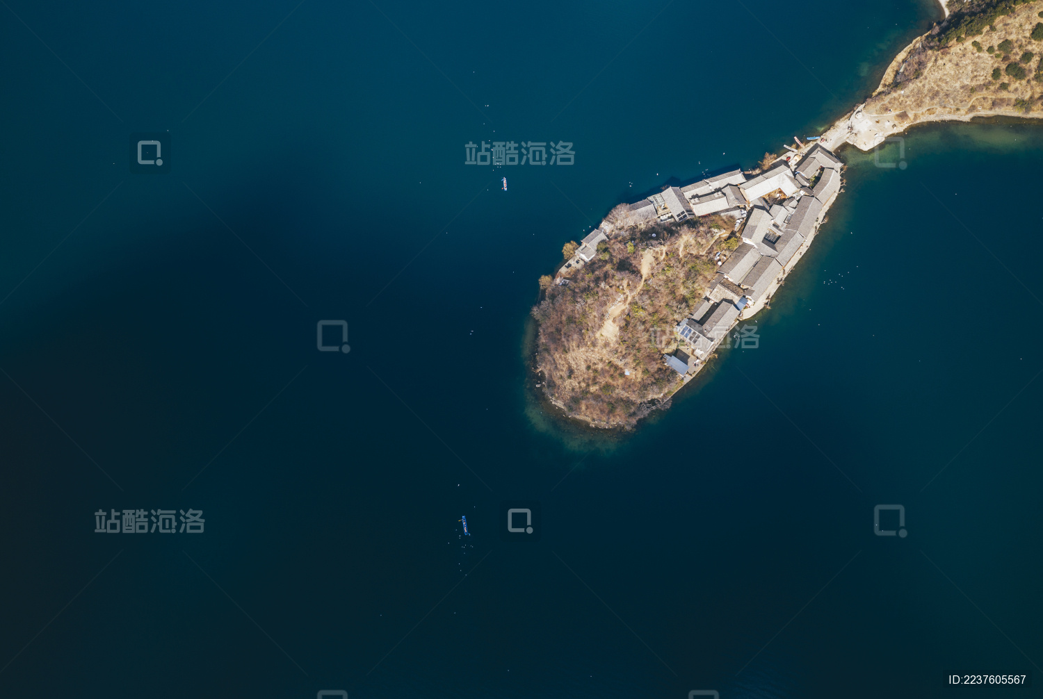 云南丽江泸沽湖海鸥与地貌