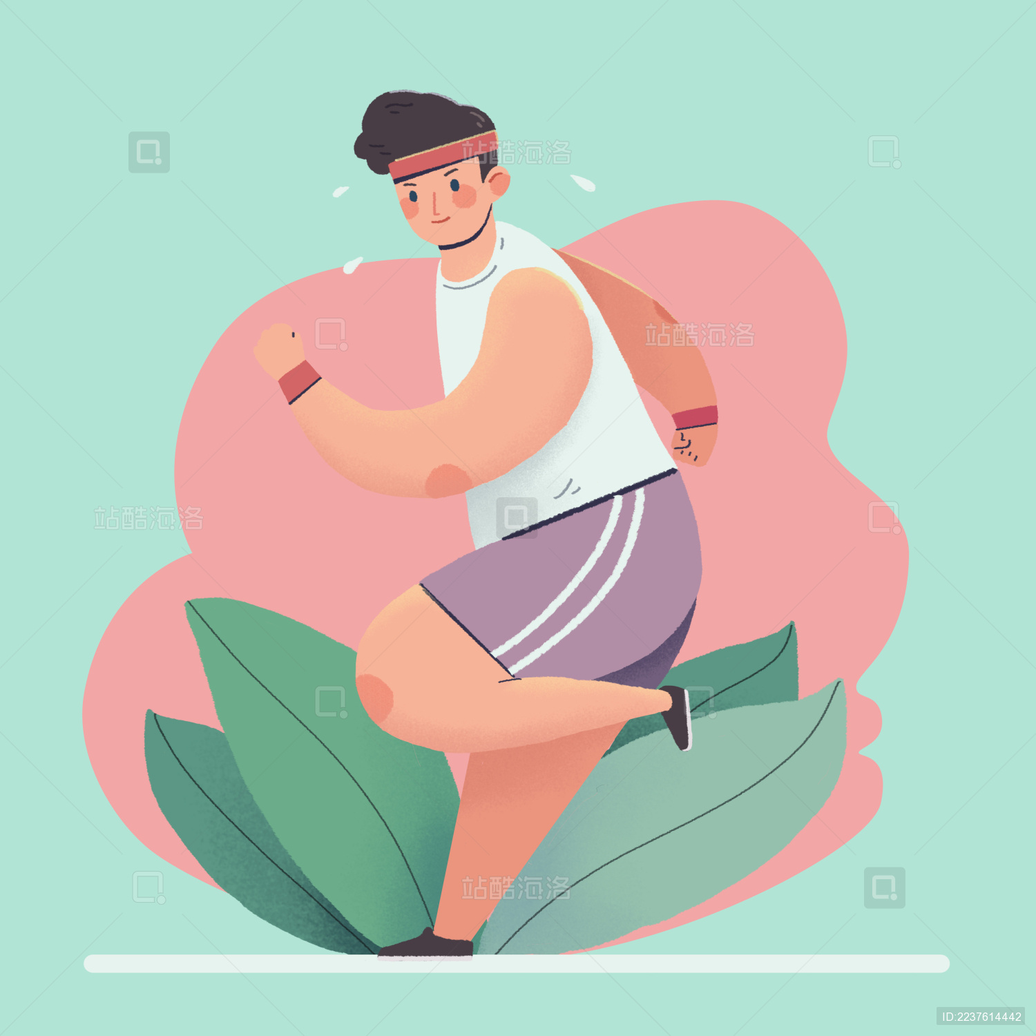 身材肥胖的男人在跑步健身