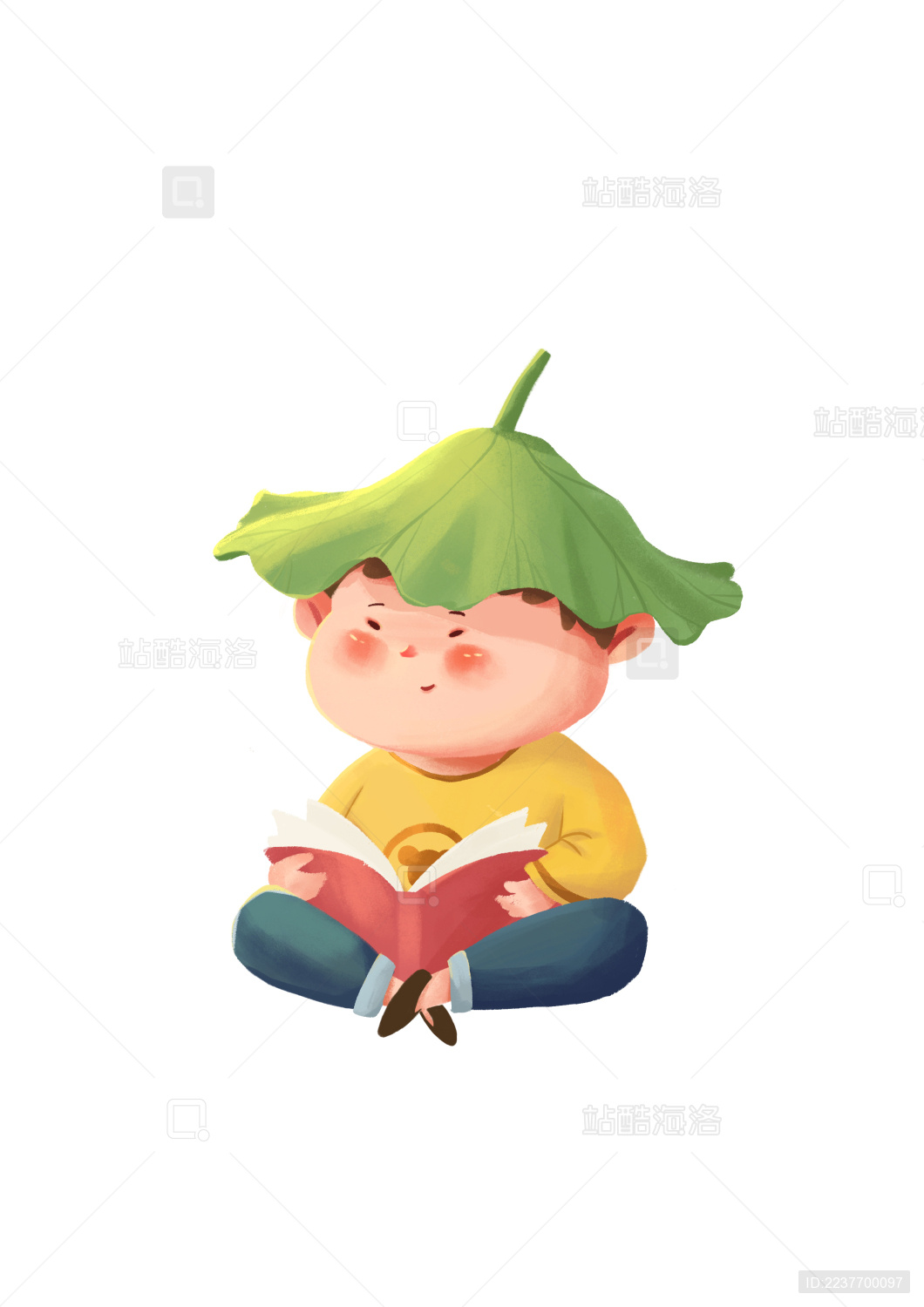 坐着看书的小男孩