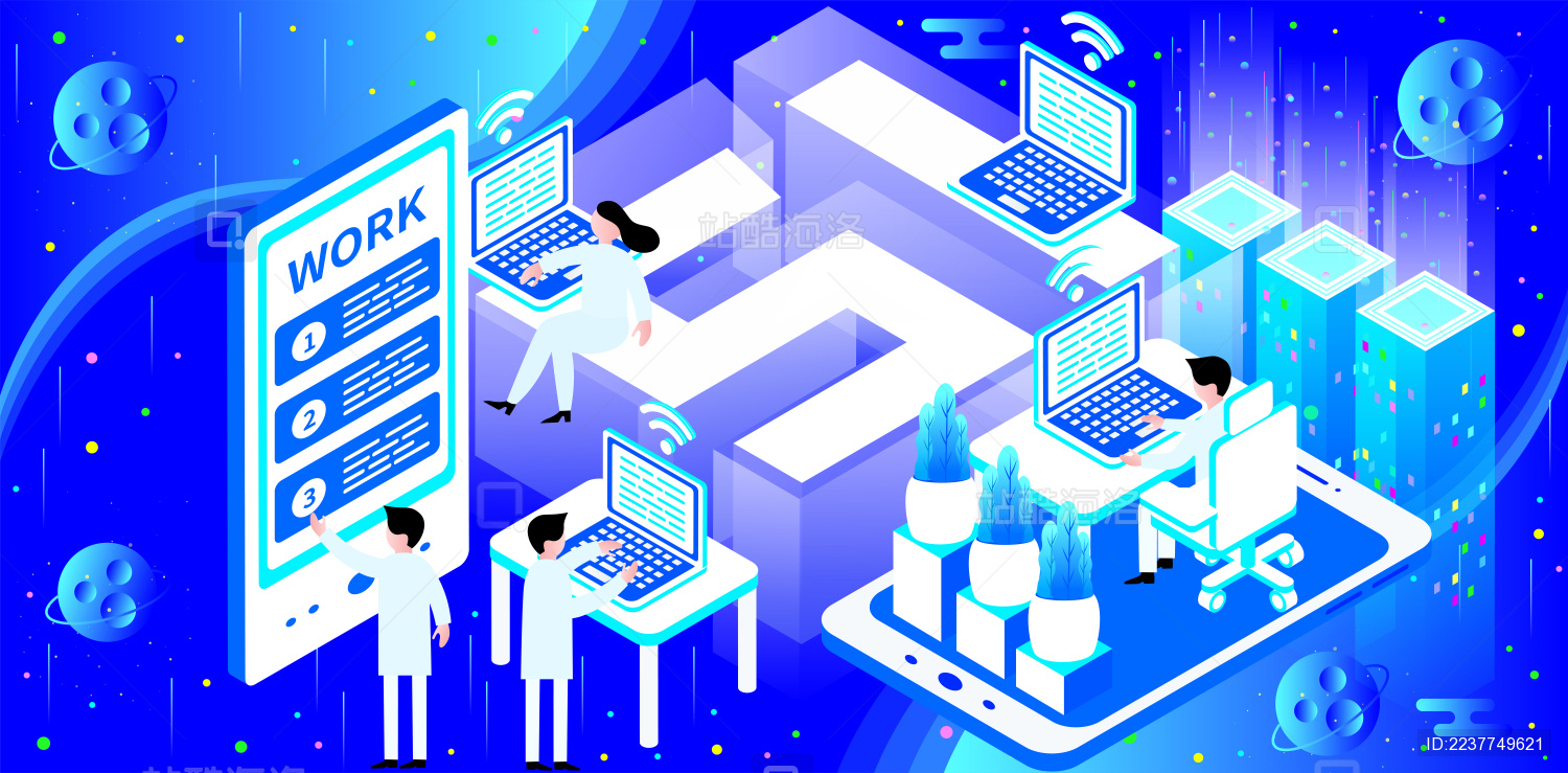 五一劳动节上班族加班办公矢量插画