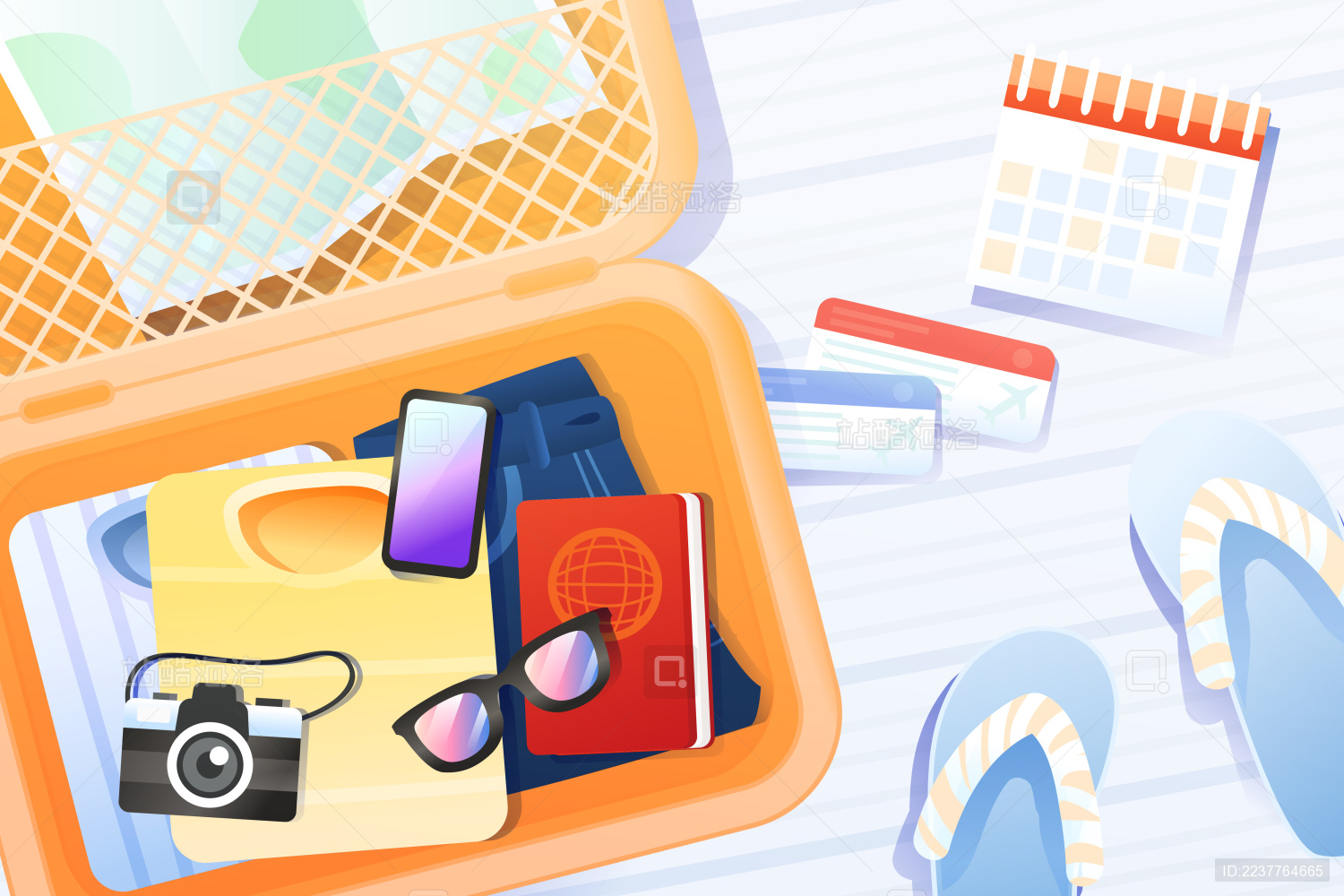 旅游行李箱矢量插画