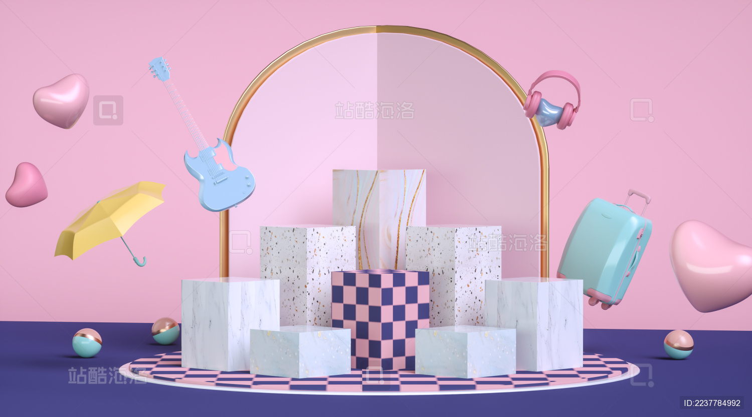 虚拟悬浮静物电商活动展示背景