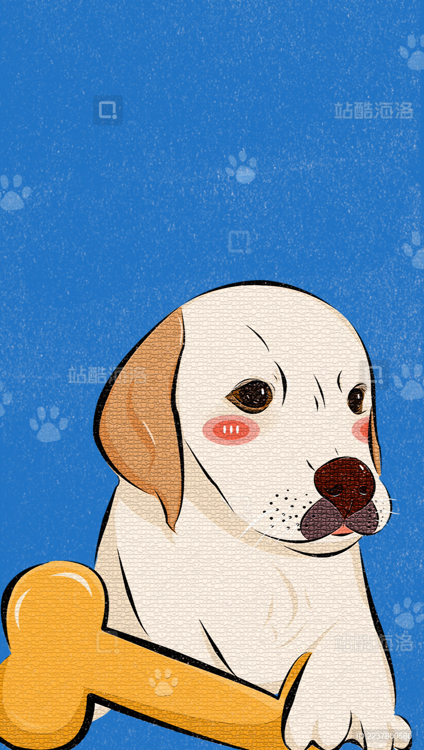 可爱拉布拉多正面手绘插画