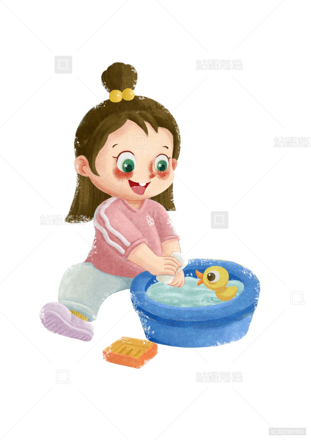 爱香皂洗手的小姑娘