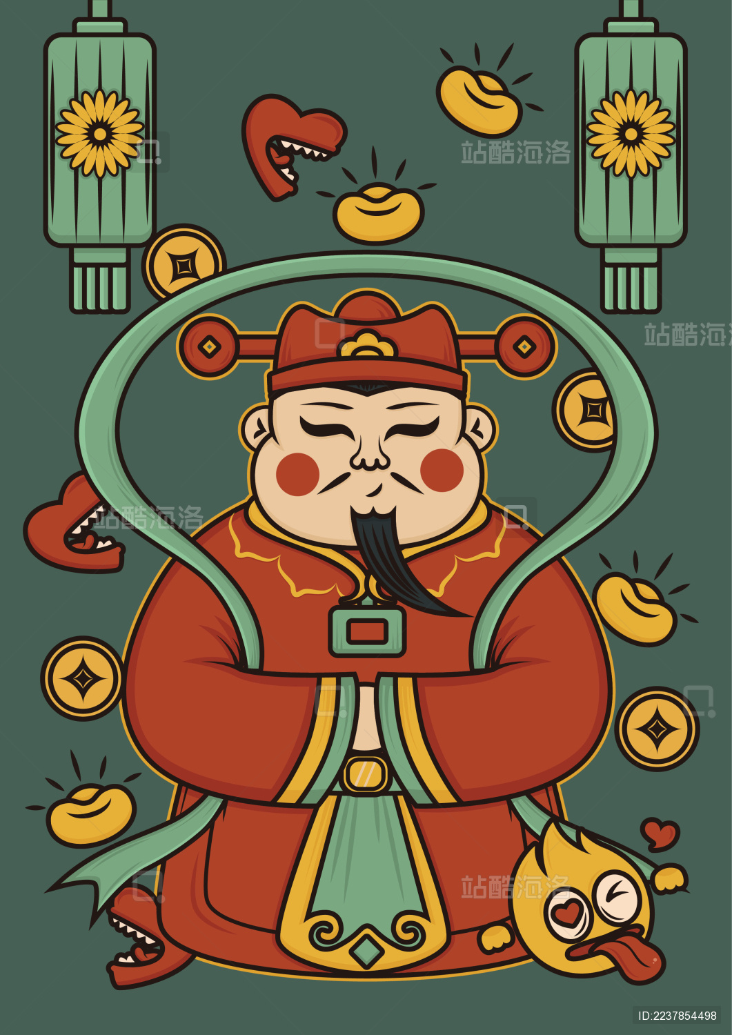 中国传统财神矢量插画