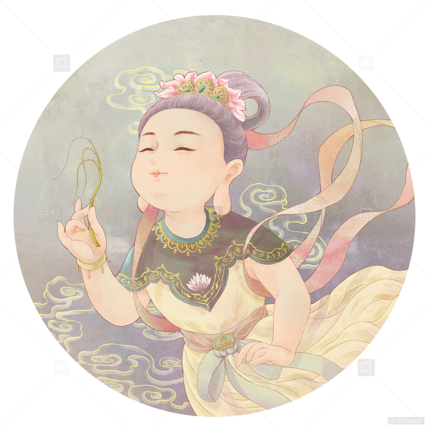 敦煌小飞天-持柳枝