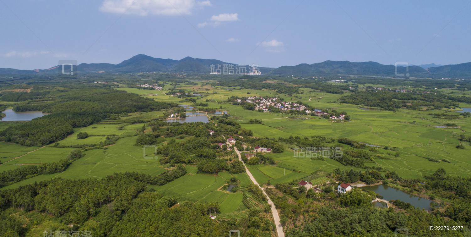 航拍中国安徽宣城郎溪县凌笪乡夏日田园风光