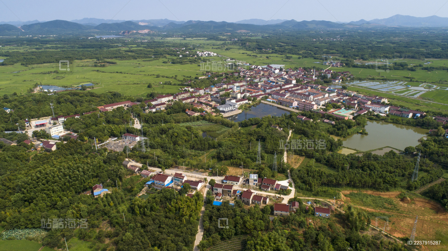 航拍中国安徽宣城郎溪县凌笪乡初夏田园风光