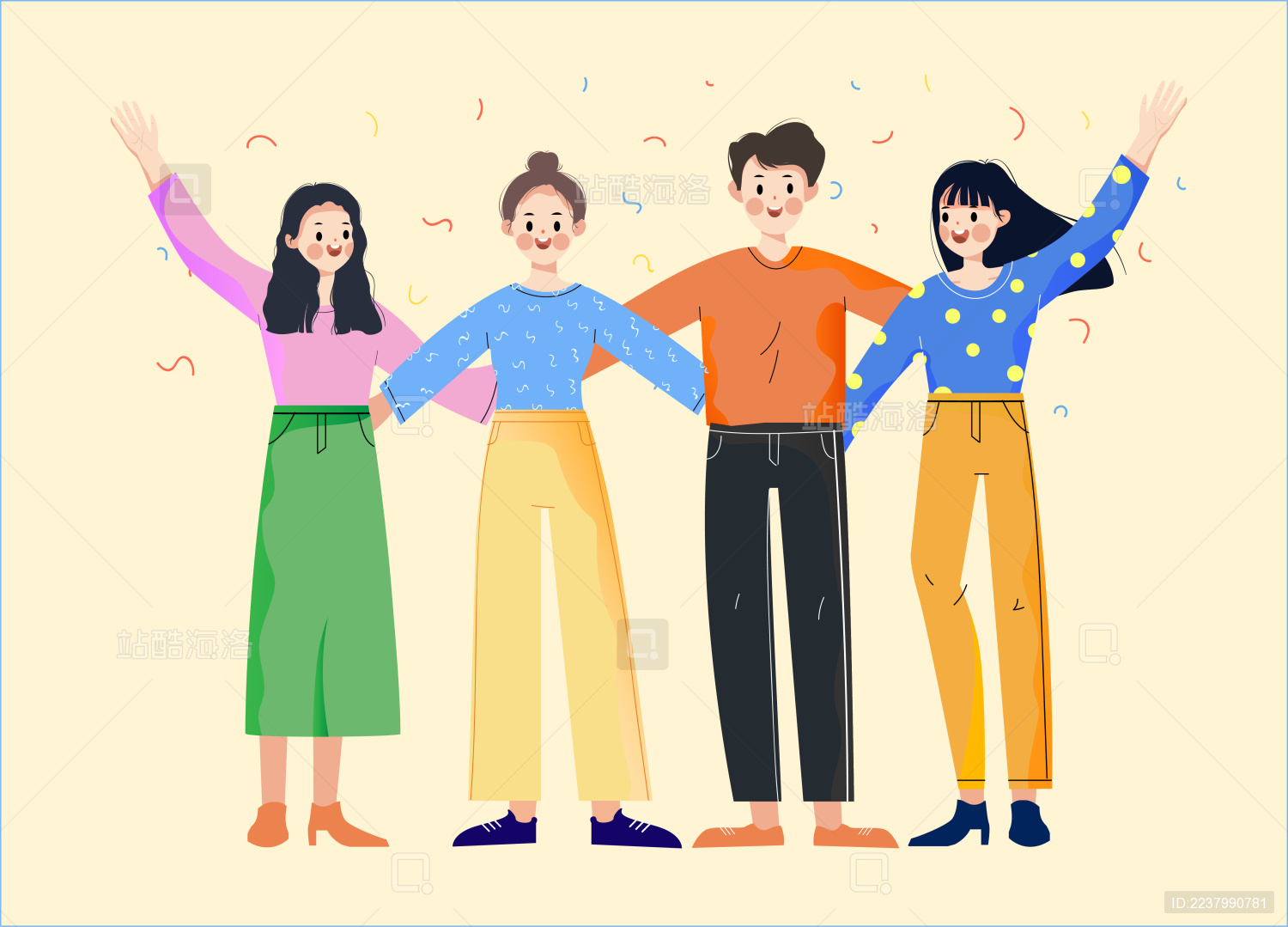 男女青年卡通矢量插画