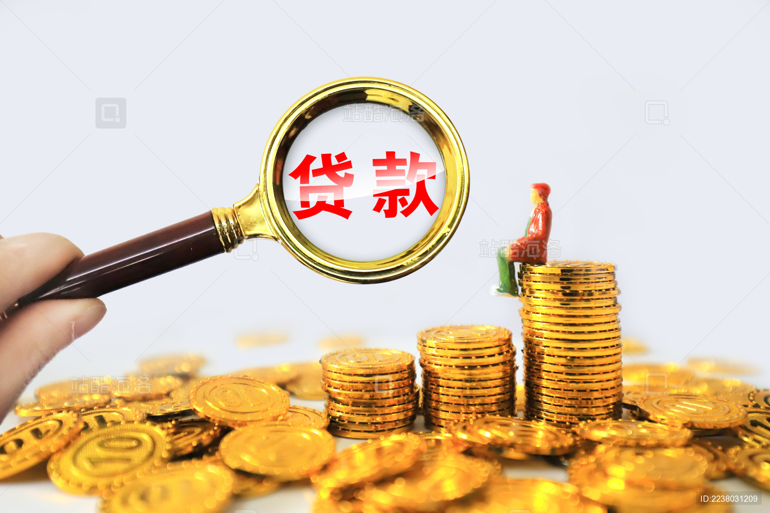 3D微距沙盘小人物模型金融贷款概念插图