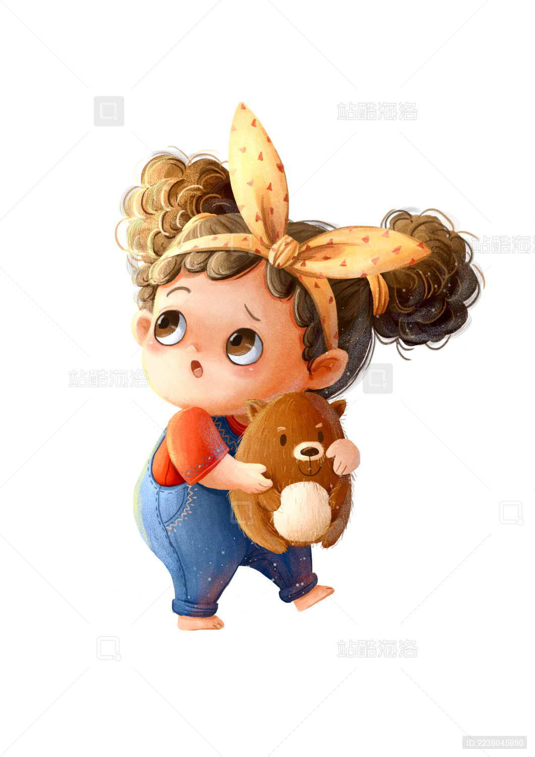 抱着玩具熊的小女孩