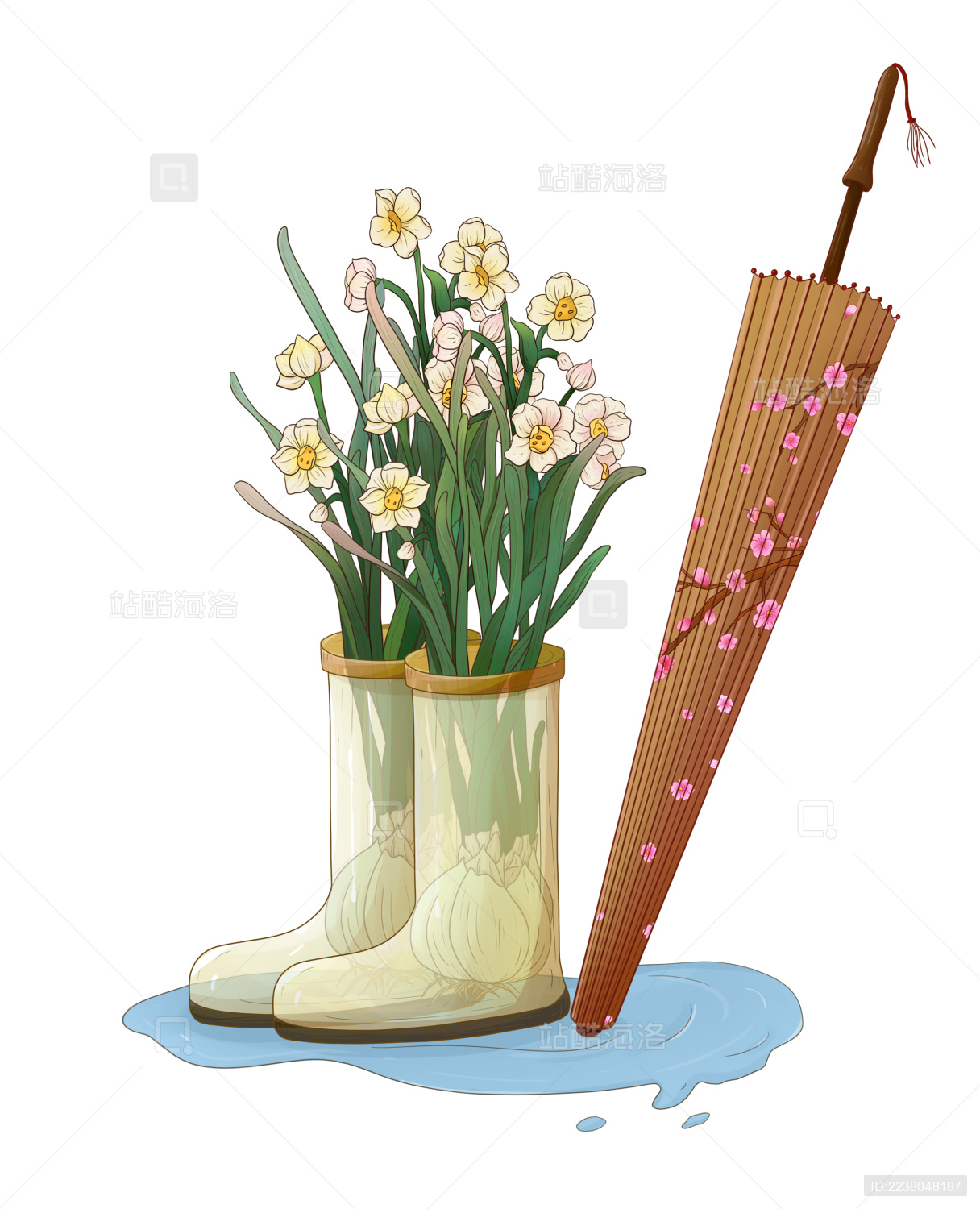 水仙花和雨水