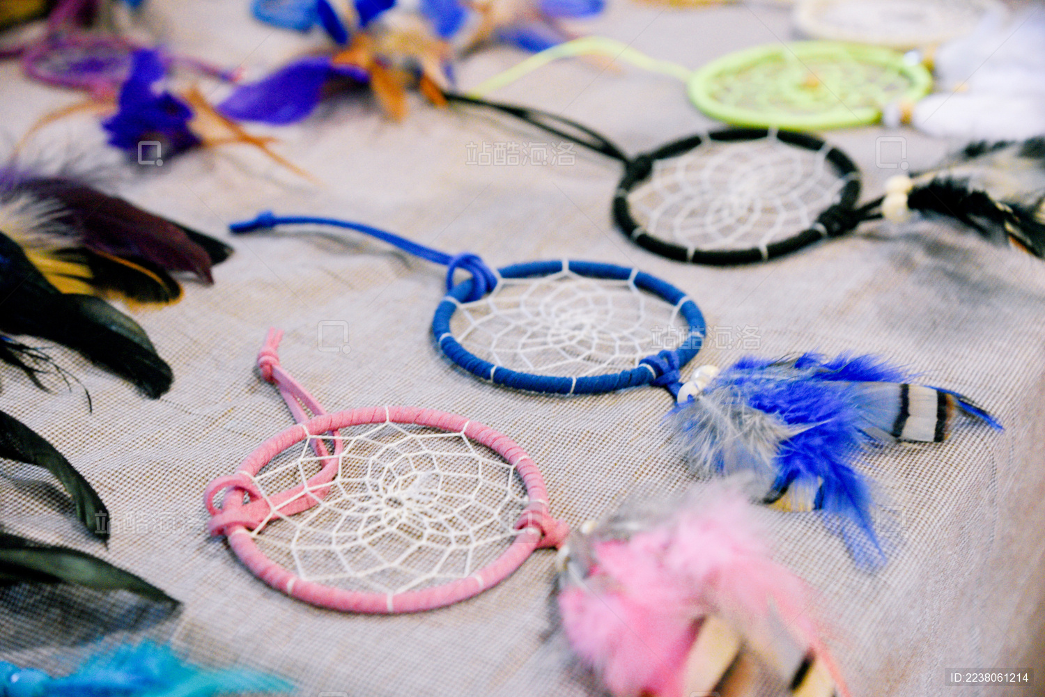 捕梦网羽毛风铃挂饰