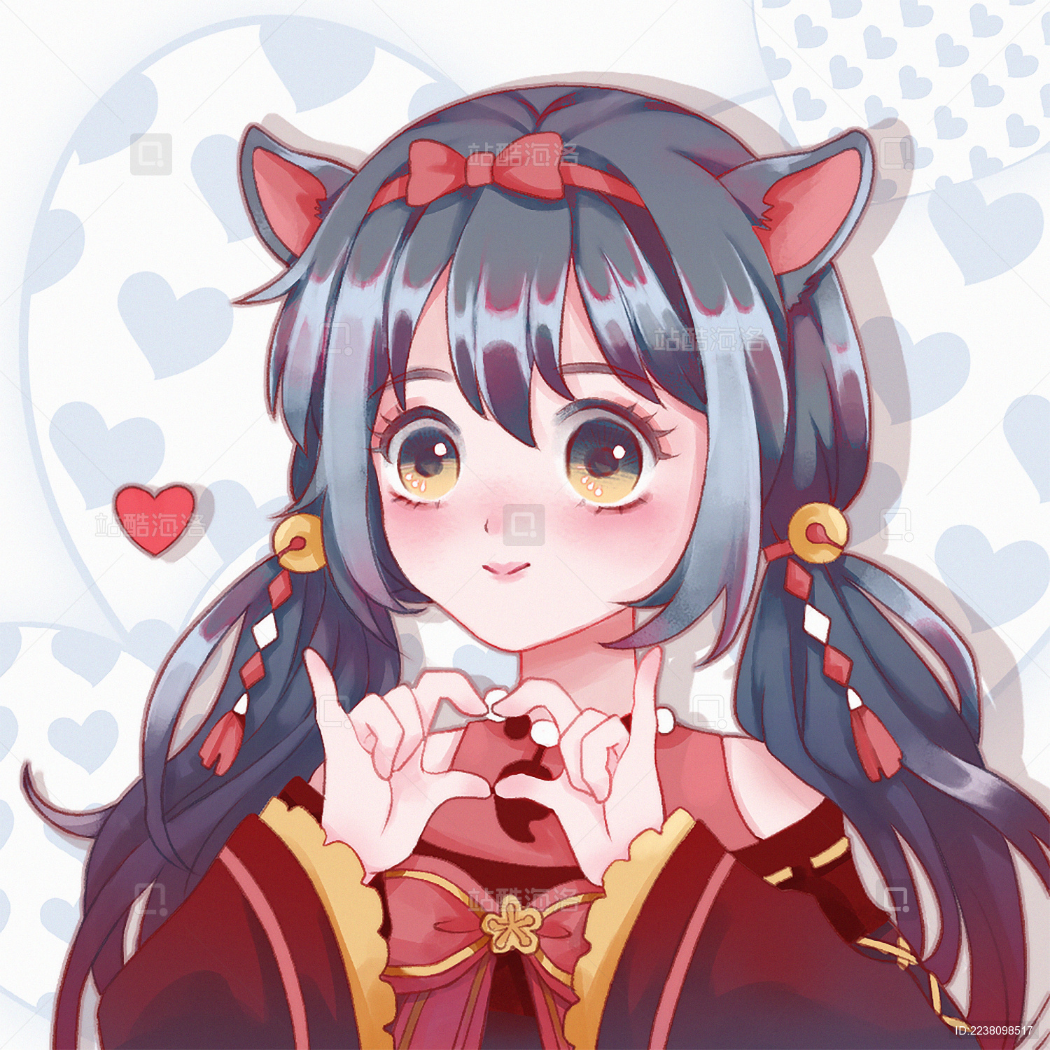 可爱女孩比划爱心