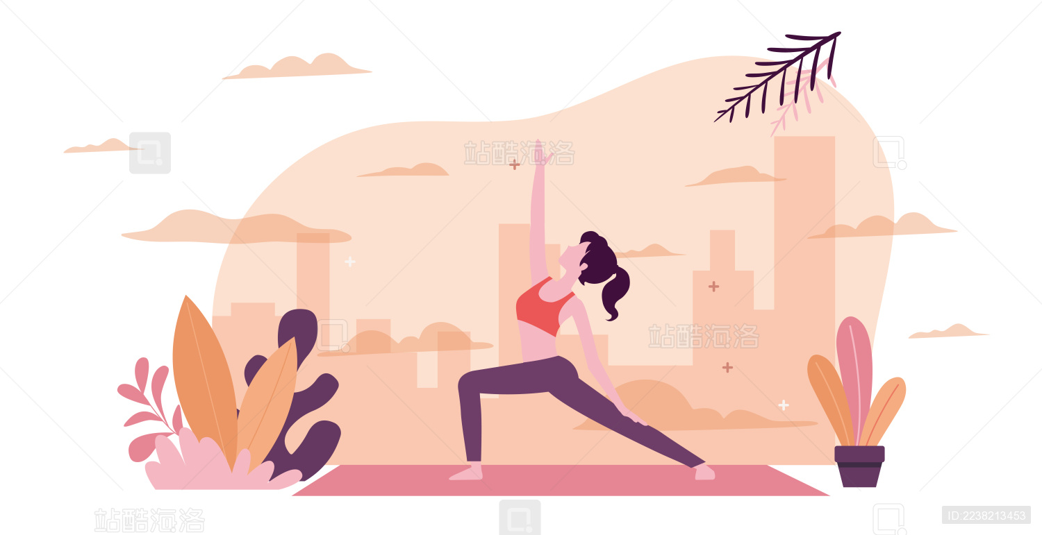 美丽的年轻女孩练习瑜伽 锻炼身体健身预防