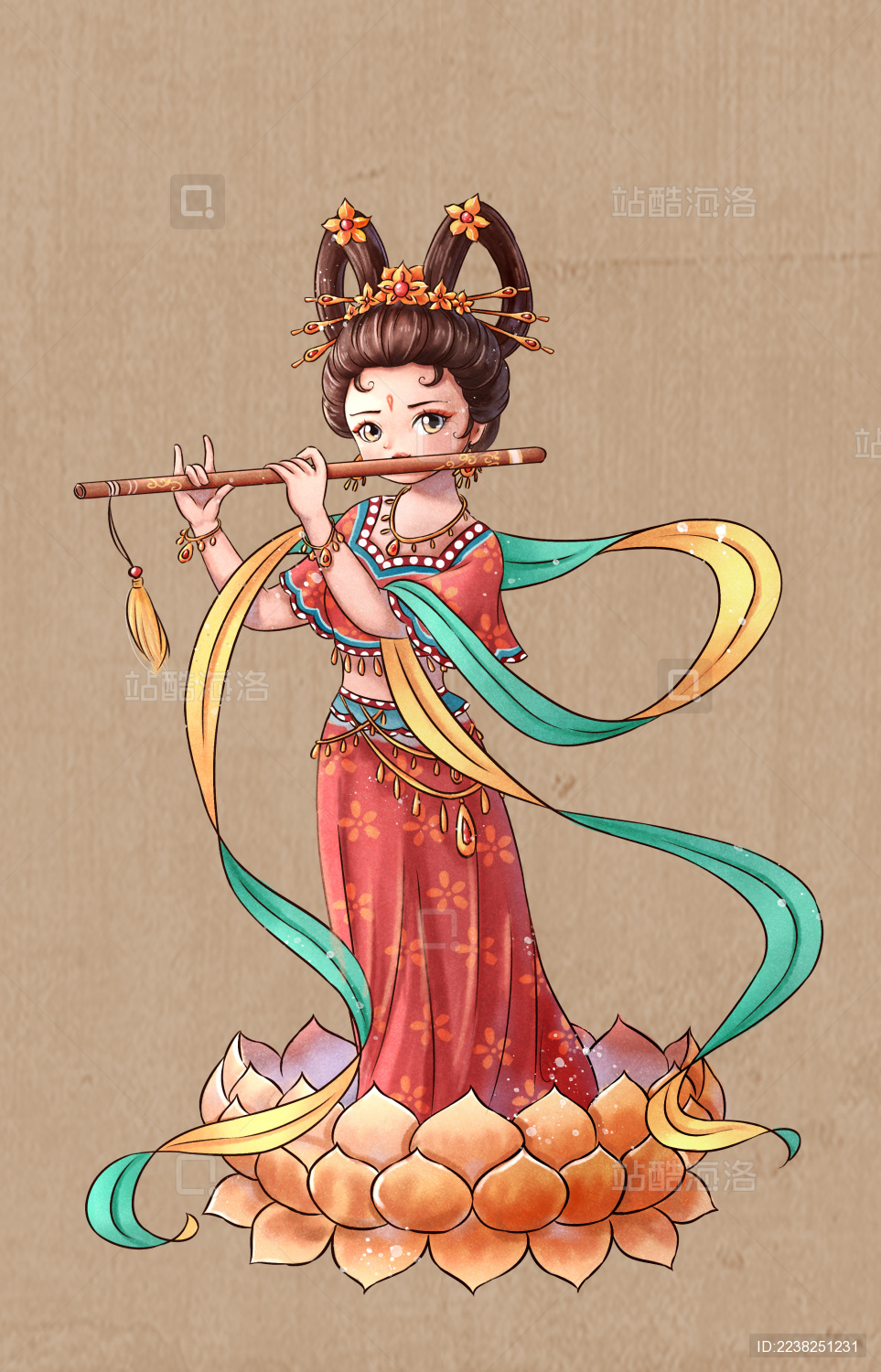 吹笛子的古装美女