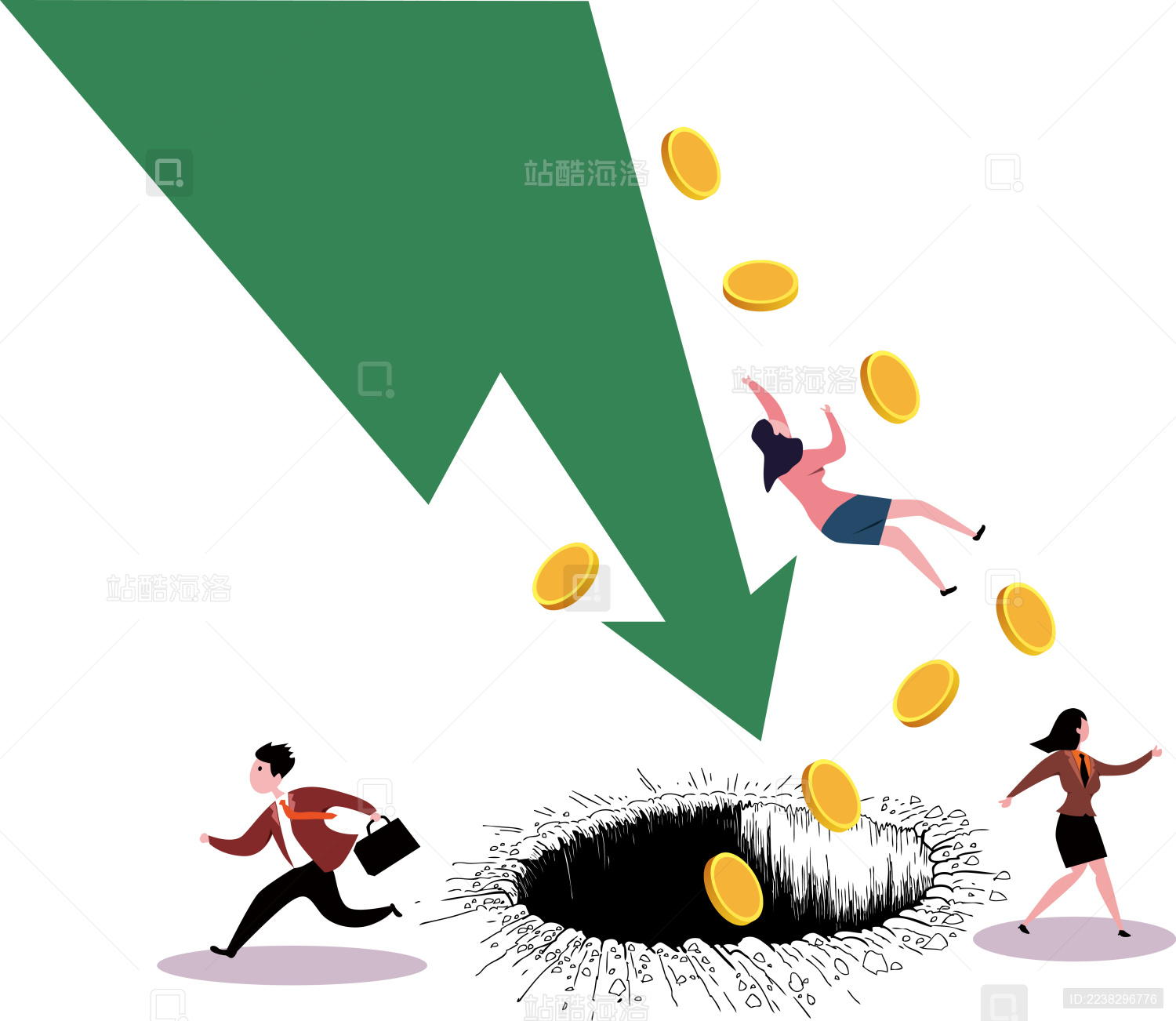 亏损概念金融插画