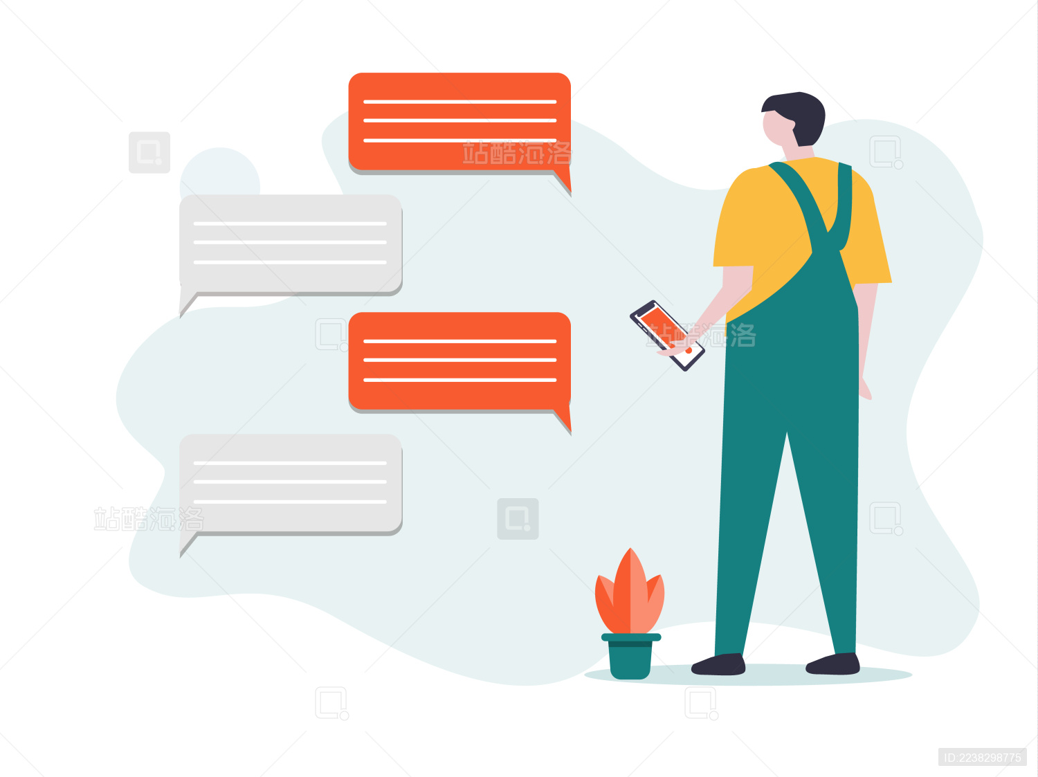 一个男生在拿着手机发短信