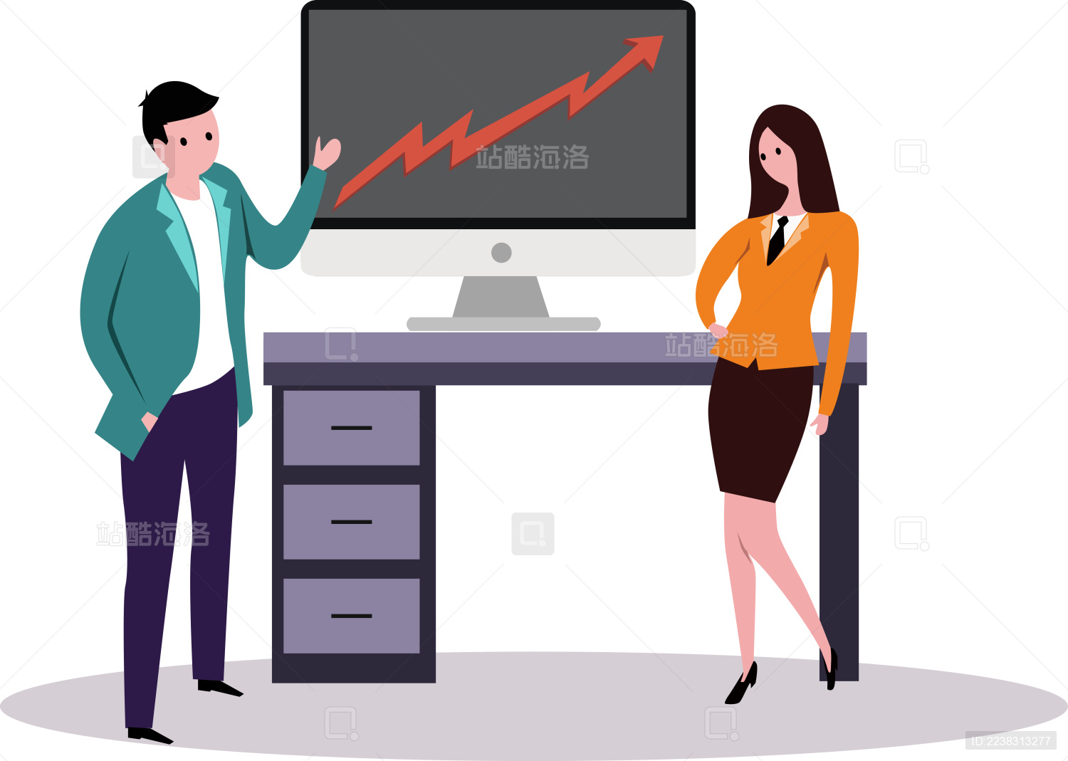 办公室炒股插画