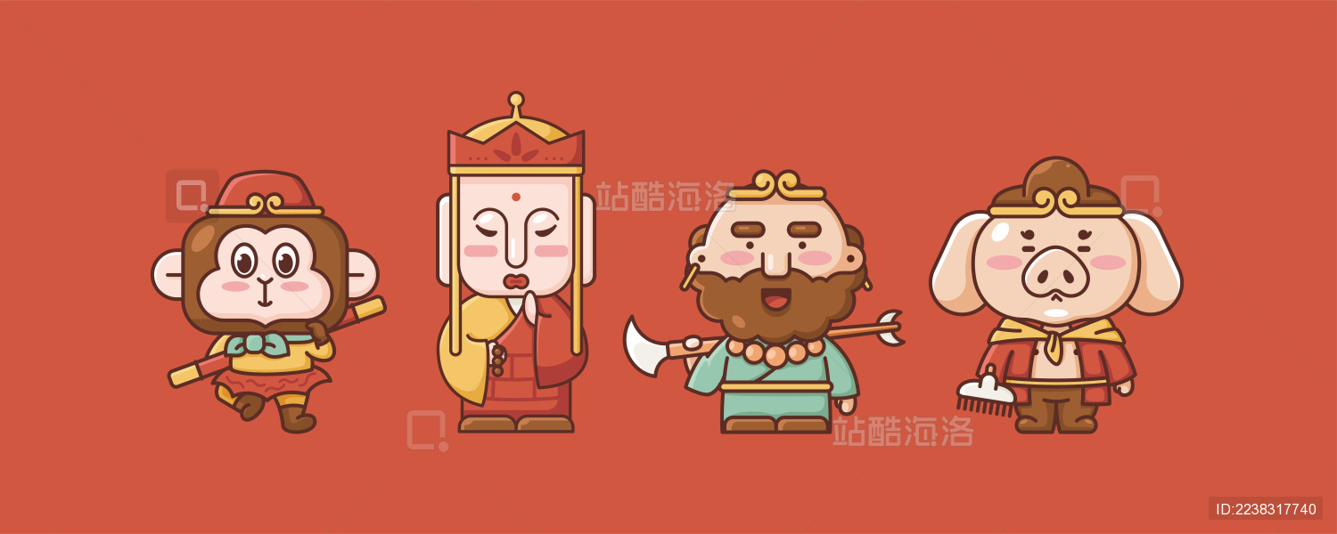 西游记卡通人物造型插画