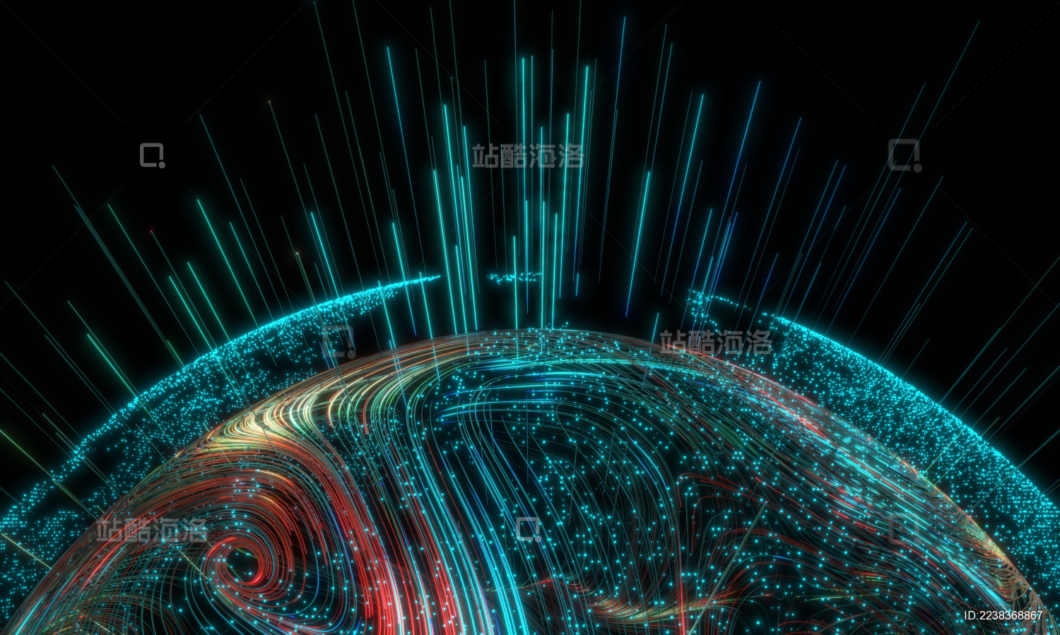 科技线条组成的星球 网络连线