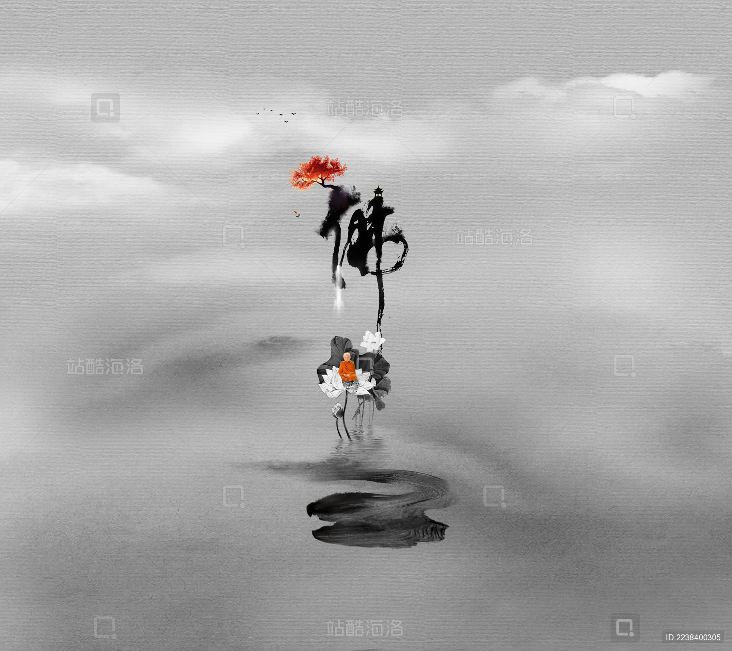 中国风传统文化海报-佛字海报