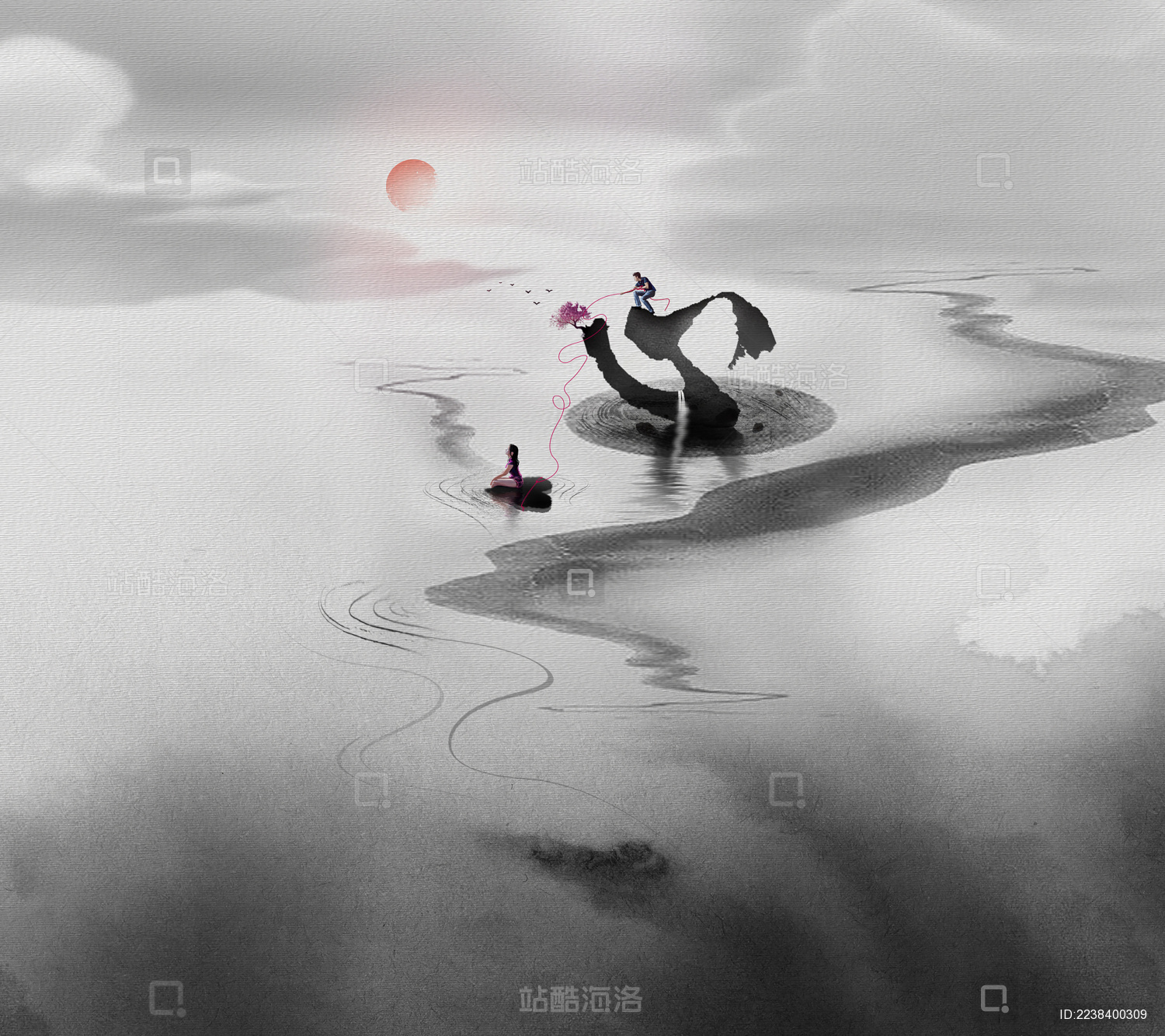 中国风传统文化海报-心字海报