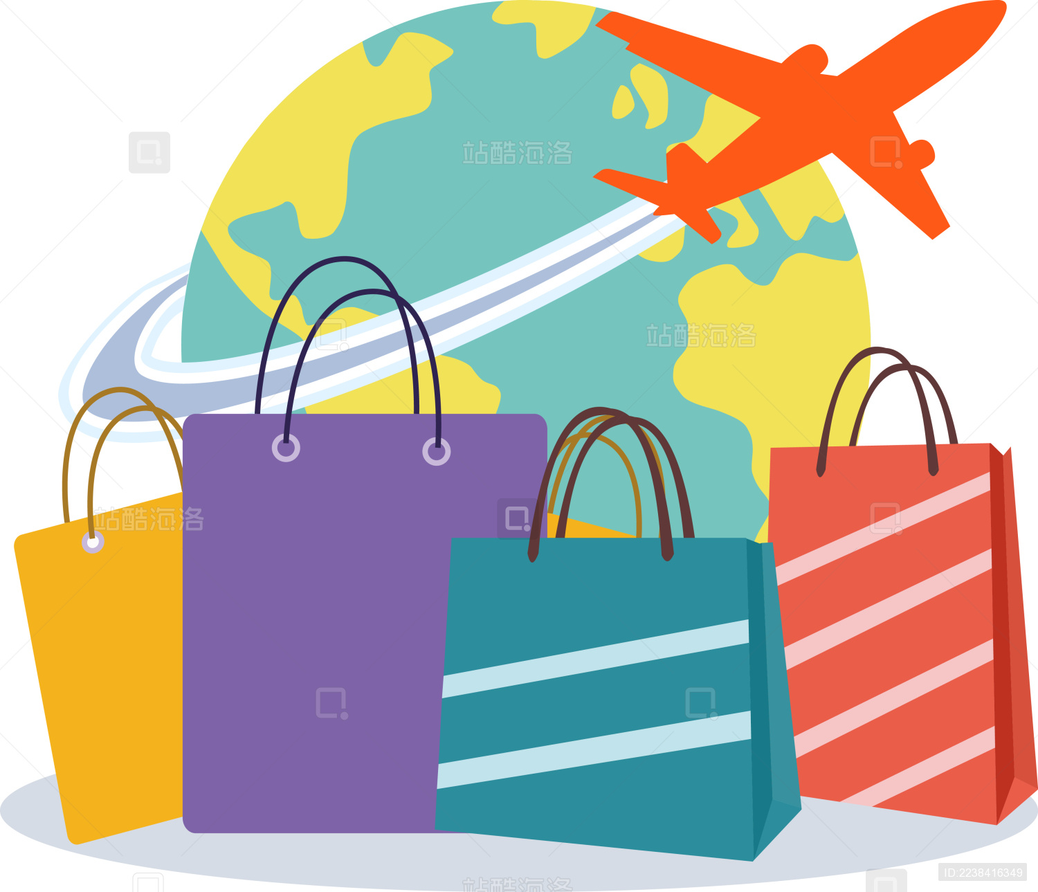 海外代购经济概念插画