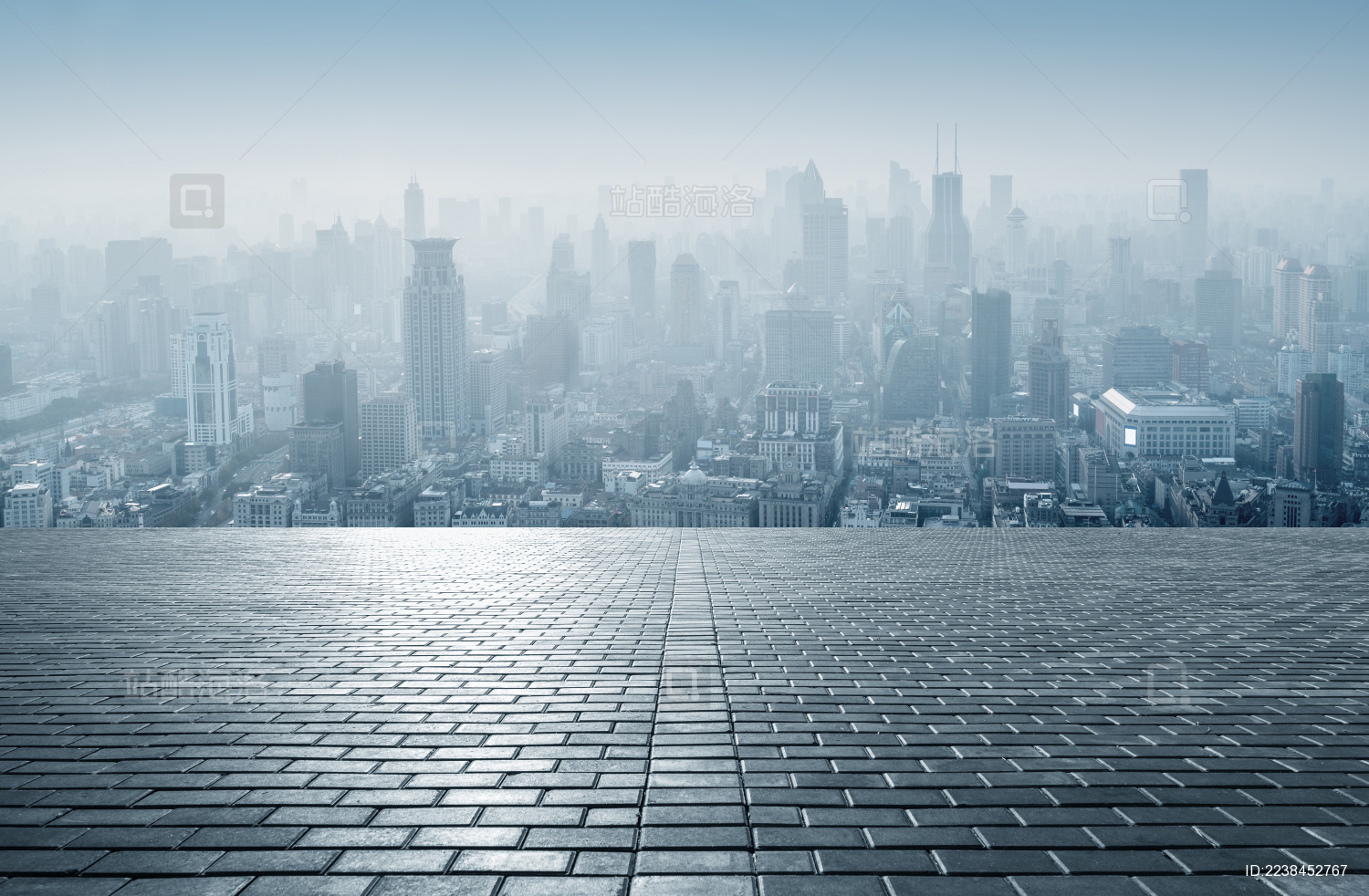 上海城市景观 高点拍摄的陆家嘴摩天大楼