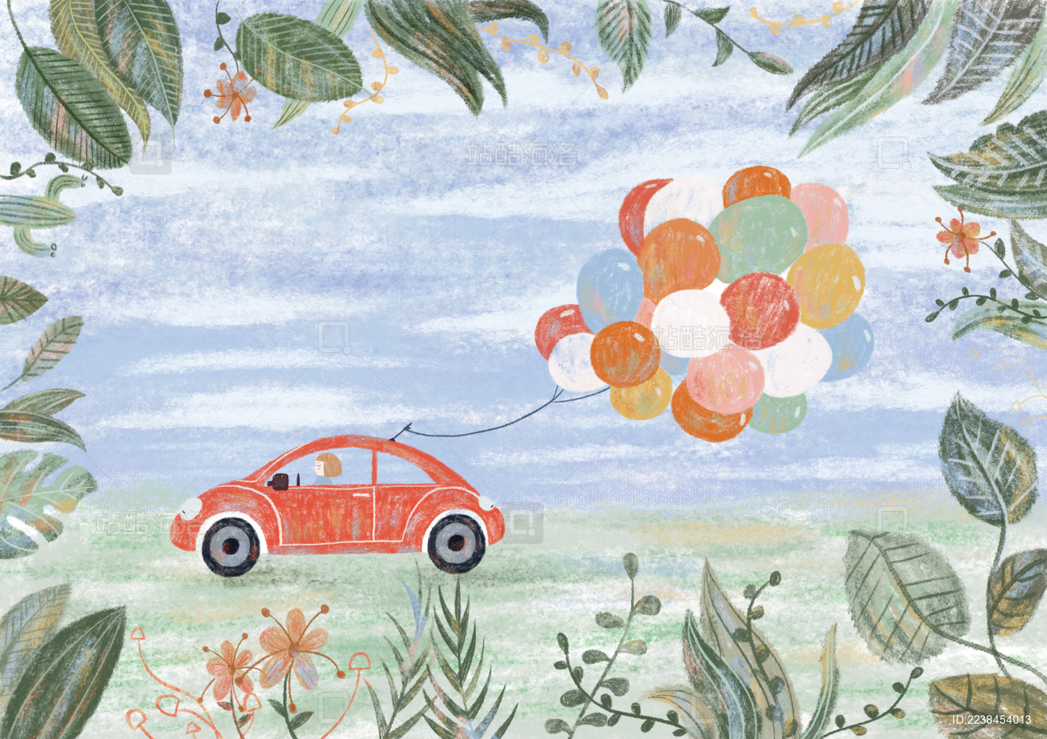 汽车奔驰在草地上